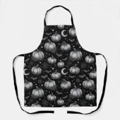 Zwart-wit Halloween Pompoen, Vleermuis, Spiderweb Schort (Voorkant)