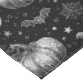 Zwart-wit Halloween Pompoen, Vleermuis, Spiderweb Tafelkleed (Gekanteld)