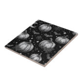 Zwart-wit Halloween Pompoen, Vleermuis, Spiderweb Tegeltje (Zijkant)