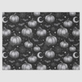 Zwart-wit Halloween Pompoen, Vleermuis, Spiderweb Tissuepapier (Voorkant)