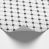 Zwart wit Halloween schedel Crossbones Print Cadeaupapier (Hoek)