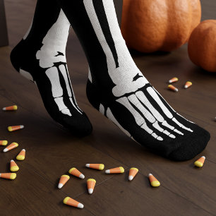 Zwart-wit Halloween Skelet Foot Spooky Sokken
