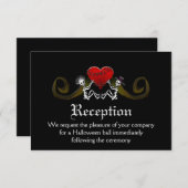 Zwart Wit Halloween Skeletten Matching Receptie Kaart (Voorkant / Achterkant)