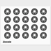 Zwart-wit Halloween Spider Enge Krijtbord Ronde Sticker (Vel)