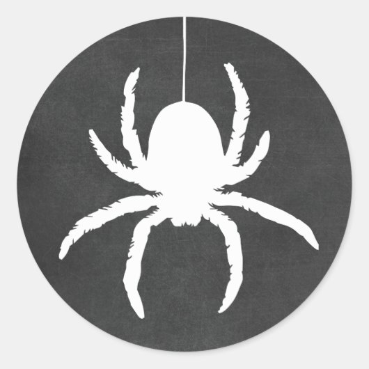 Zwart-wit Halloween Spider Enge Krijtbord Ronde Sticker (Voorkant)