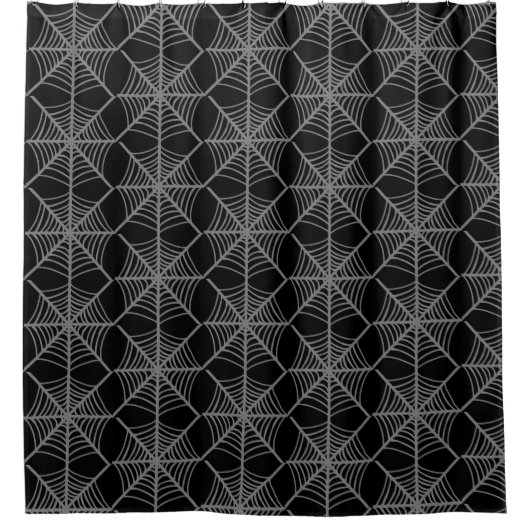 Zwart-wit Halloween Spider Webs Douchegordijn (Voorkant)