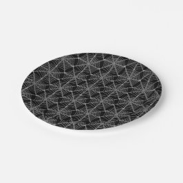 Zwart-wit Halloween Spider Webs Papieren Bordje