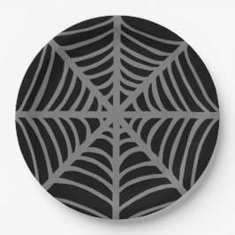 Zwart-wit Halloween Spider Webs Papieren Bordje