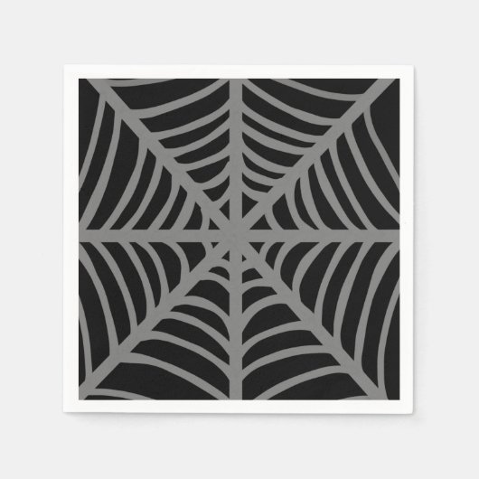 Zwart-wit Halloween Spider Webs Servet (Voorkant)