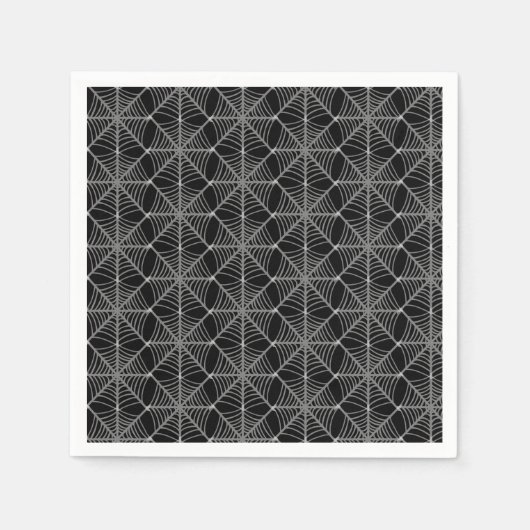 Zwart-wit Halloween Spider Webs Servet (Voorkant)