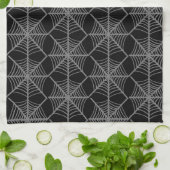 Zwart-wit Halloween Spider Webs Theedoek (Gevouwen)