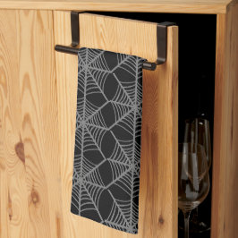 Zwart-wit Halloween Spider Webs Theedoek