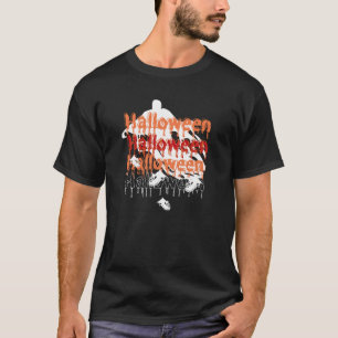 Zwart-wit Halloween spook T-shirt