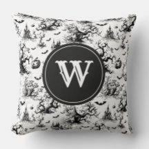 Zwart-wit Halloween Toile Monogram
