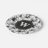 Zwart-wit Halloween Toile Monogram Papieren Bordje (Gekanteld)