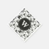 Zwart-wit Halloween Toile Monogram Servet (Hoek)