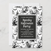 Zwart-wit Halloween Toile Party Kaart (Voorkant)