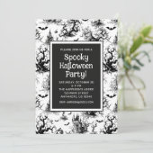 Zwart-wit Halloween Toile Party Kaart (Staand voorkant)