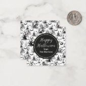 Zwart-wit Halloween toiletmonogram behuizing Notitiekaartje (Voorkant / Achterkant in situ)