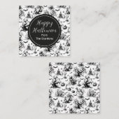 Zwart-wit Halloween toiletmonogram behuizing Notitiekaartje (Voorkant / Achterkant)