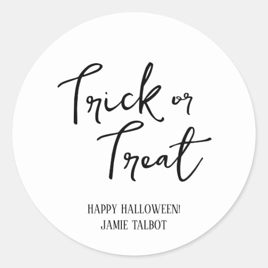 Zwart-wit Halloween, Trick or treat Ronde Sticker (Voorkant)