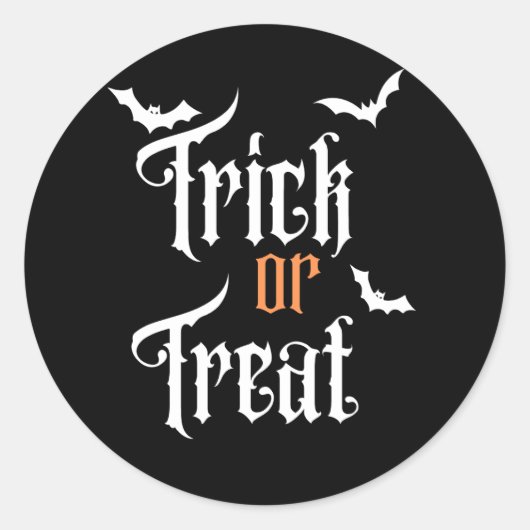 Zwart-wit Halloween Trick or treat Sticker (Voorkant)