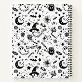 Zwart-wit Halloween vleermuis silhouet Notitieboek (Achterkant)