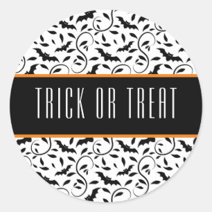 Zwart-wit Halloween-vleermuispatroon Ronde Sticker