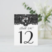 Zwart Wit Halloween Wedding Skeletons Tafel Nee Briefkaart (Staand voorkant)