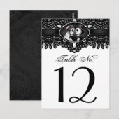 Zwart Wit Halloween Wedding Skeletons Tafel Nee Briefkaart (Voorkant / Achterkant)