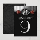 Zwart Wit Halloween Wedding Skeletten Rode Bloemen Briefkaart (Voorkant / Achterkant)
