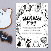 Zwart-Wit Halloweenfeest Kaart