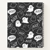 Zwart-wit Halloweenthema met moppige krabbels Notitieboek (Achterkant)