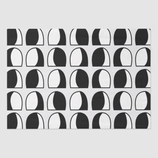 Zwart-wit halve cirkel geometrisch tissuepapier (Voorkant)