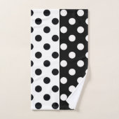 Zwart Wit Halve Kleur Split Inverse Polka Dots Bad Handdoek (Handdoek)