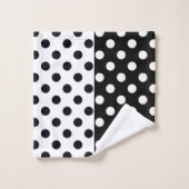 Zwart Wit Halve Kleur Split Inverse Polka Dots Bad Handdoek (Wasdoekje)