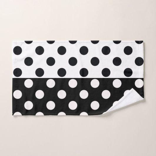 Zwart Wit Halve Kleur Split Inverse Polka Dots Bad Handdoek (Handdoek)