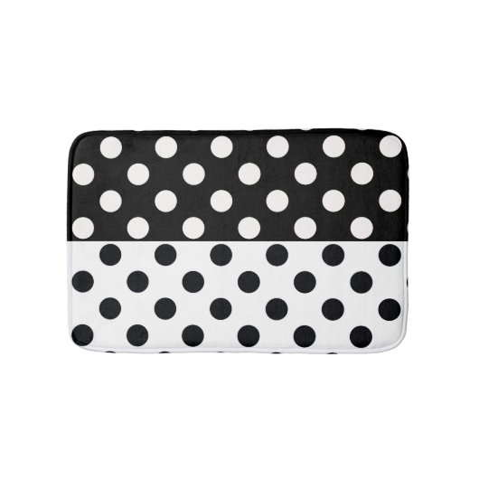 Zwart Wit Halve Kleur Split Inverse Polka Dots Badmat (Voorkant)