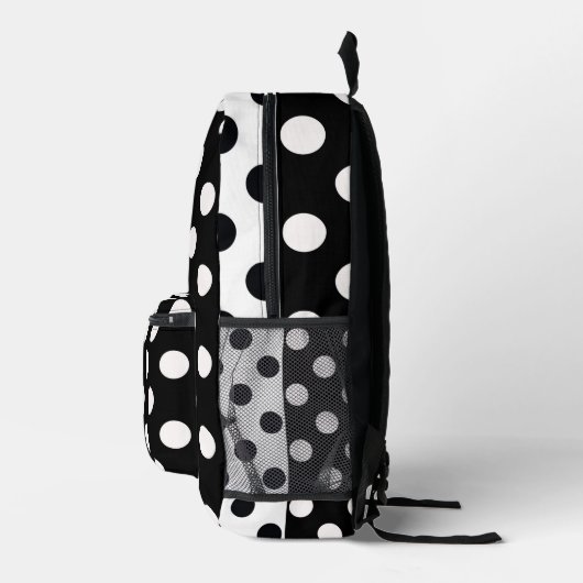 Zwart Wit Halve Kleur Split Inverse Polka Dots Bedrukte Rugzak (Rechts)