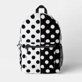 Zwart Wit Halve Kleur Split Inverse Polka Dots Bedrukte Rugzak (Voorkant)
