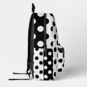 Zwart Wit Halve Kleur Split Inverse Polka Dots Bedrukte Rugzak (Links)