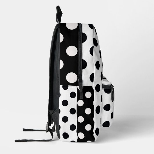 Zwart Wit Halve Kleur Split Inverse Polka Dots Bedrukte Rugzak (Links)