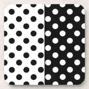 Zwart Wit Halve Kleur Split Inverse Polka Dots Bier Onderzetter