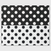 Zwart Wit Halve Kleur Split Inverse Polka Dots Cadeaupapier (Vlak)