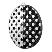 Zwart Wit Halve Kleur Split Inverse Polka Dots Dartbord (Voorkant Rechts)