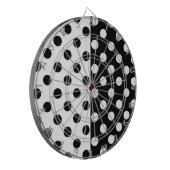 Zwart Wit Halve Kleur Split Inverse Polka Dots Dartbord (Voorkant Links)