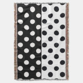 Zwart Wit Halve Kleur Split Inverse Polka Dots Deken (Voorkant Verticaal)