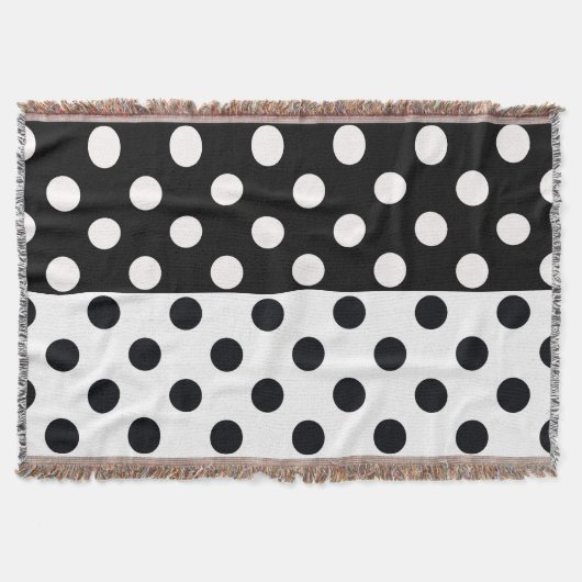 Zwart Wit Halve Kleur Split Inverse Polka Dots Deken (Voorkant)