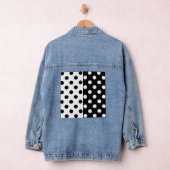 Zwart Wit Halve Kleur Split Inverse Polka Dots Denim Jacket (Hangar)