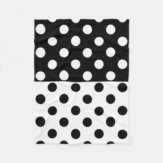 Zwart Wit Halve Kleur Split Inverse Polka Dots Fleece Deken (Voorkant)